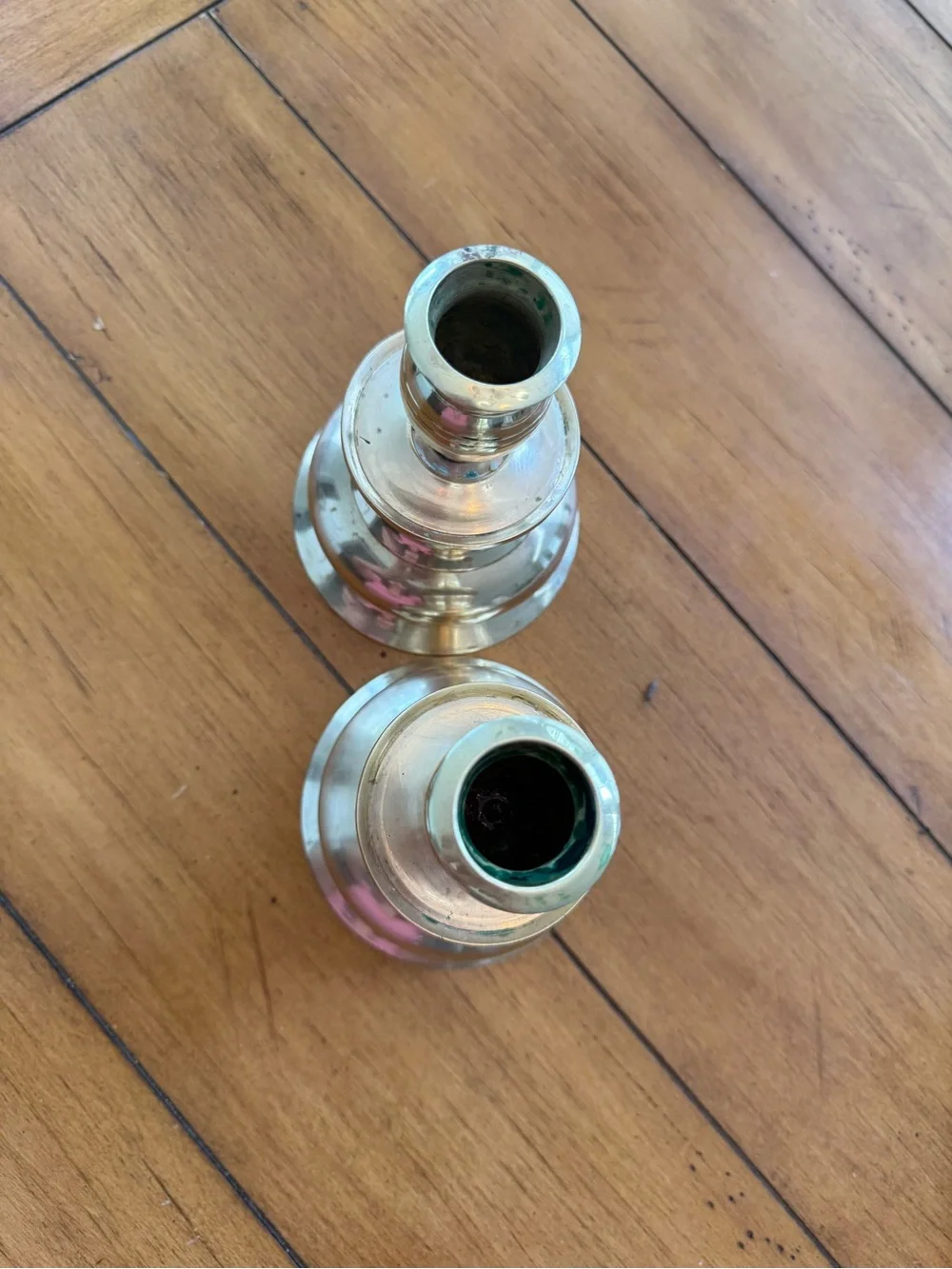 Vintage Heavy Brass Taper Candle Holders with Hollywood Regency Style - Set of 2